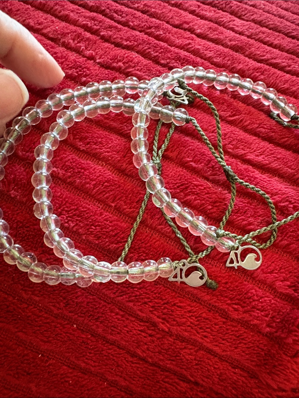 4Ocean 3 Clear Beaded Wrap Bracelets - Layered Sparkle - Picture 3 of 5